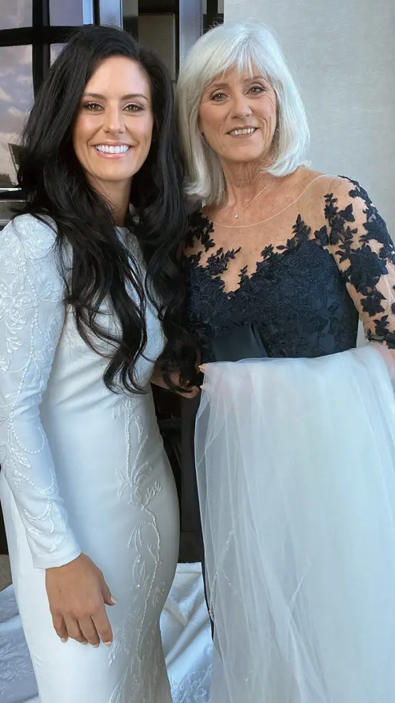 Antonia Lofaso and mother at a wedding.