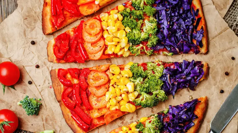rainbow vegan pizza