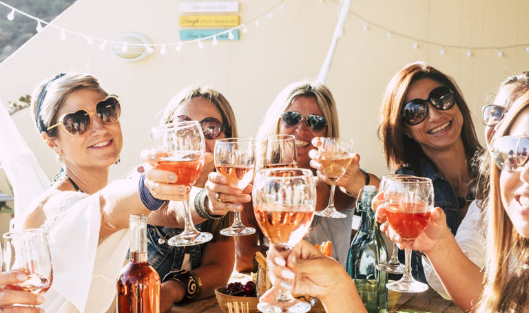 Women drinking wine