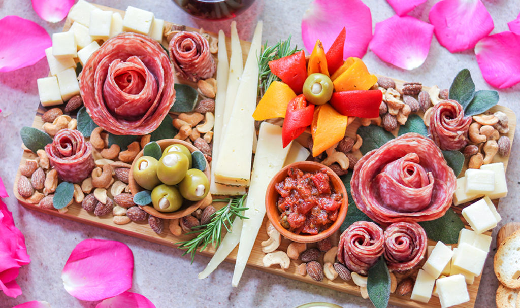 floral-inspired charcuterie board