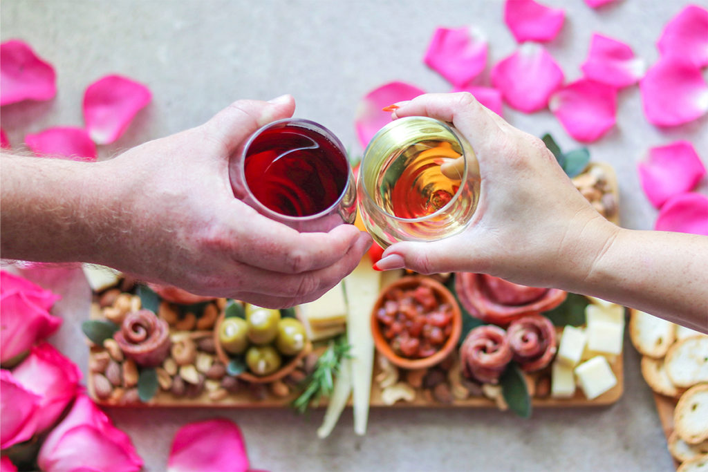 wine and charcuterie board