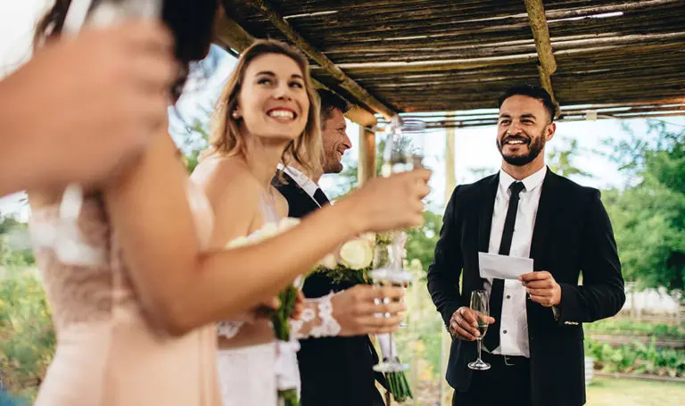 Best man giving wedding toast