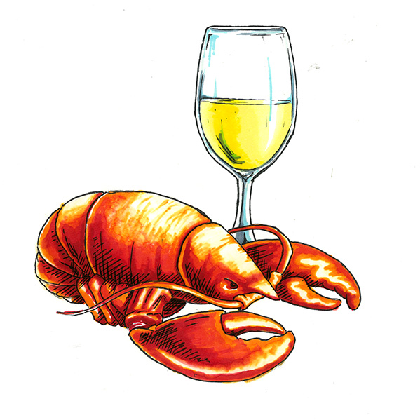 lobster and wine illustration