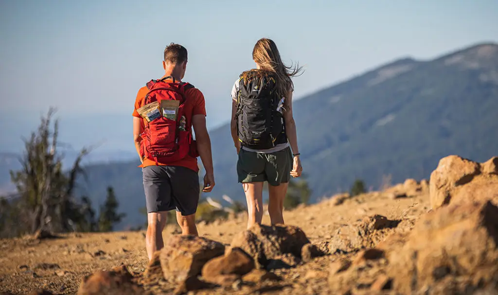 mindful vacation image -- couple hiking