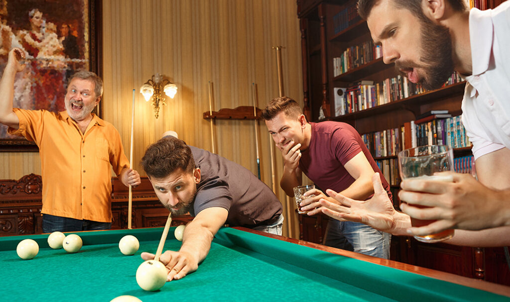 bachelor party image -- men playing pool