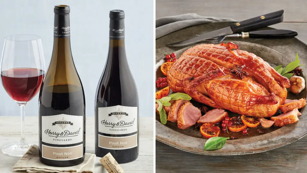 Fall wine pairings image - Harry & David Pinot Noir with duck