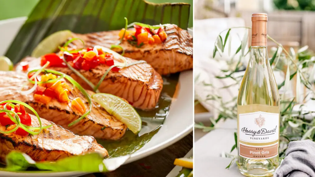 Fall wine pairings image - Harry & David Pinot Gris with salmon