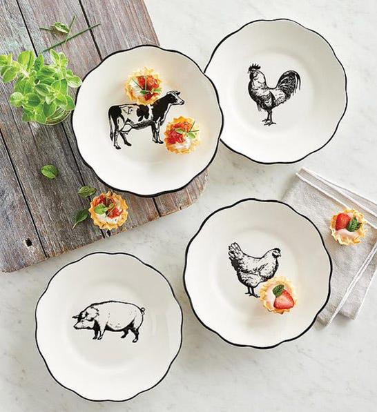 anniversary gift guide image - farm themed appetizer plates