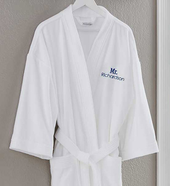 anniversary gift guide image - personalized robe on a hanger
