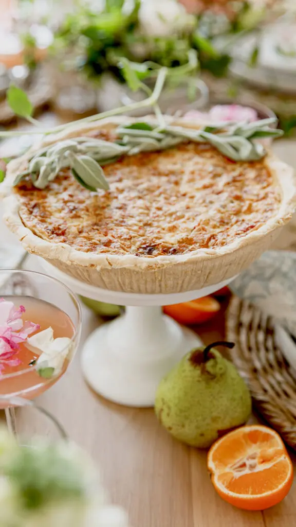 host a baby shower image - quiche on a stand