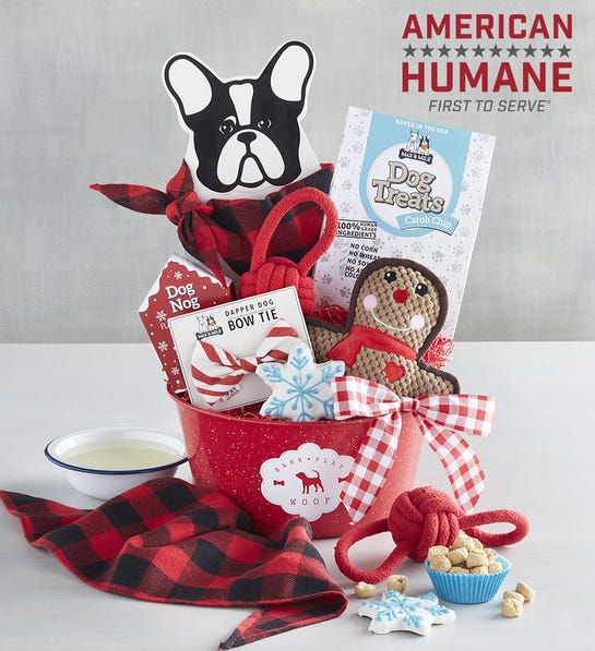 A photo of Max & Milo holiday treats dog bowl gift