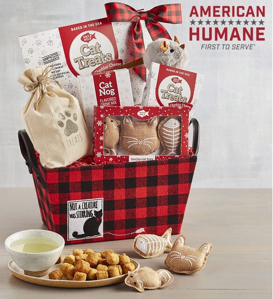 A photo of Max & Milo meowy Christmas gift basket