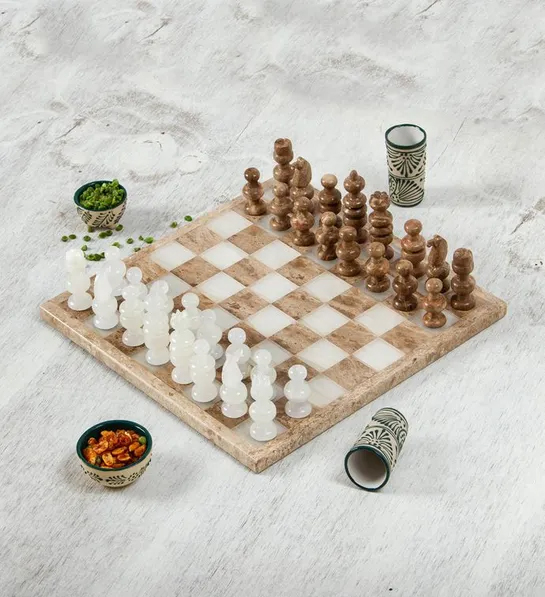 Gifts for couples with a marble chess set.