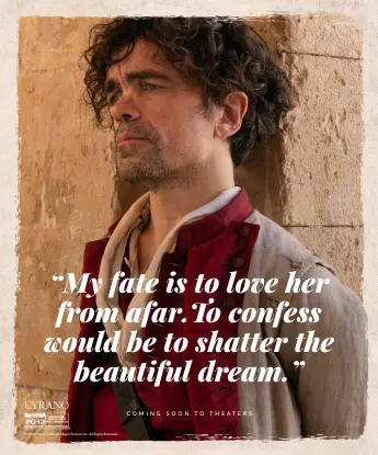 A photo of love letter with a man in period dress looking sadly off into the distance with text over the photo.