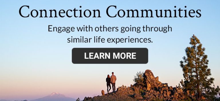 An ad for Connection Communities, where caregivers can seek support and avoid caregiver burnout.