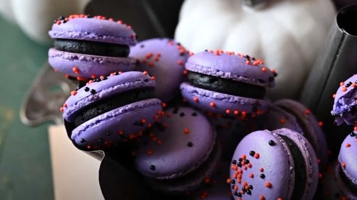 A photo of macarons on a plate