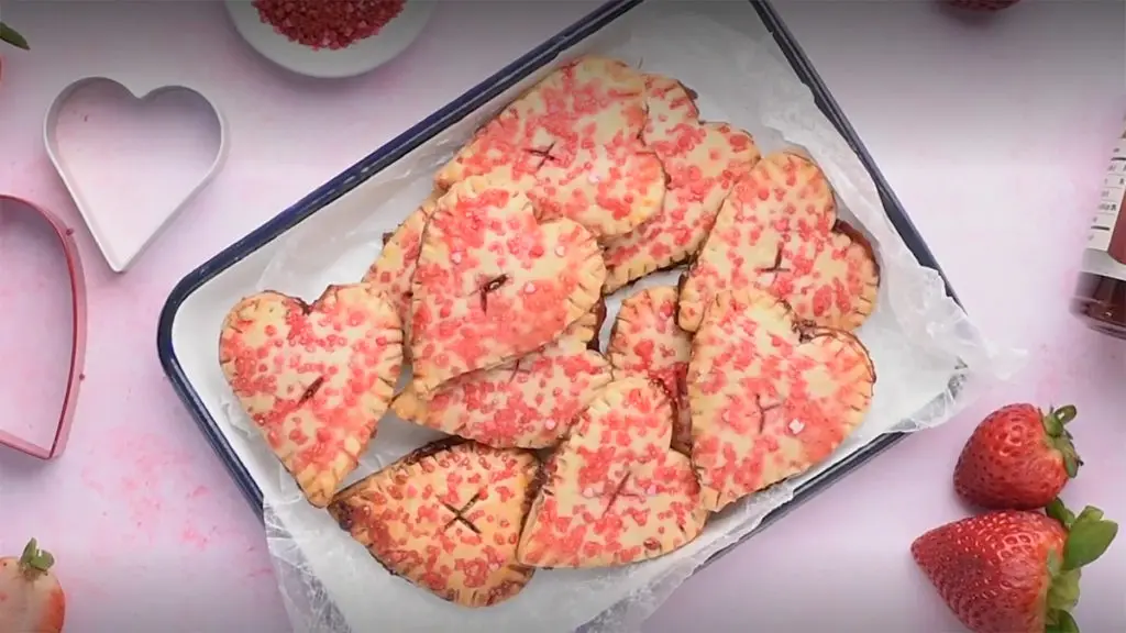 This is an image of strawberry hand pies