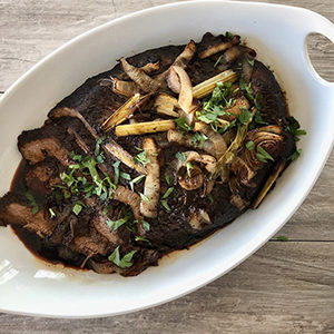 A photo of April recipes with a bowl of beef brisket