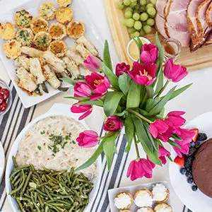 A photo of April recipes with an Easter brunch board