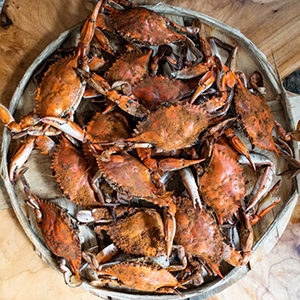 A photo of April recipes with a plate of boiled crab