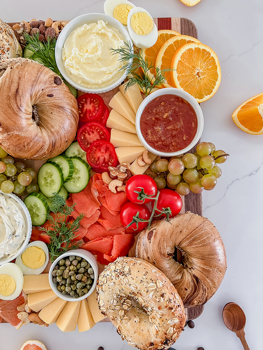 A photo of a bagel board