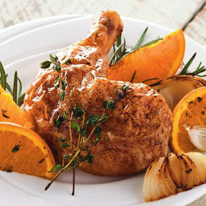A photo of chicken recipes with a plate of orange roasted chicken