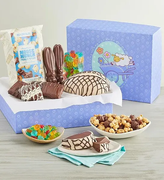 Easter gift ideas with a box of Easter chocolate.