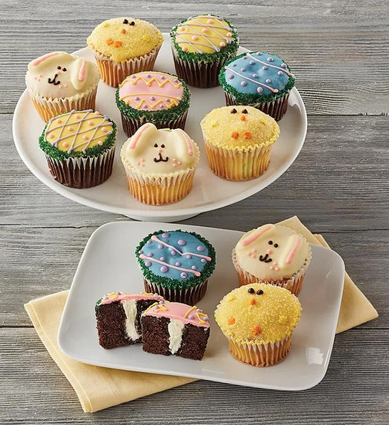 Easter gift ideas with Easter decorated cupcakes.