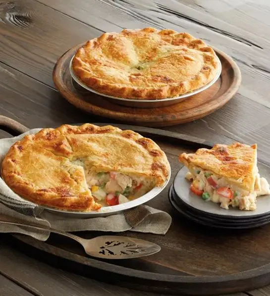 A photo of get well soon with two chicken pot pies