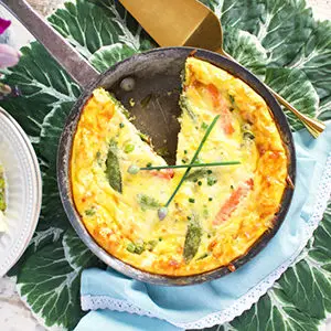 A photo of breakfast recipes with a frittata on a plate