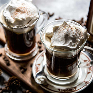 A photo of breakfast recipes with two Irish coffees