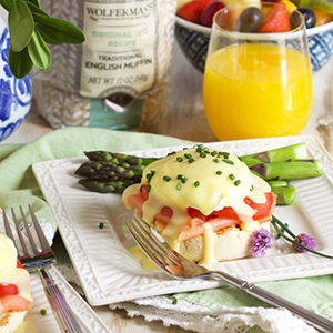 A photo of breakfast recipes with a smoked salmon eggs benedict