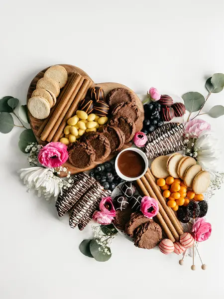 A photo of brownie cookies with a dessert board.