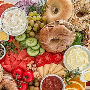 A photo of may recipes with a bagel board