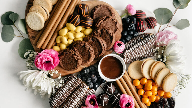 A photo of brownie cookies with a dessert board