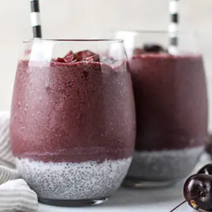 A photo of june recipes with two chia cherry smoothies