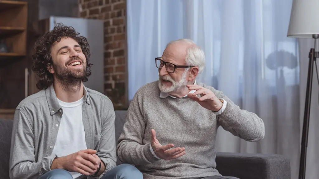 A photo of dad jokes with a dad telling his on a joke