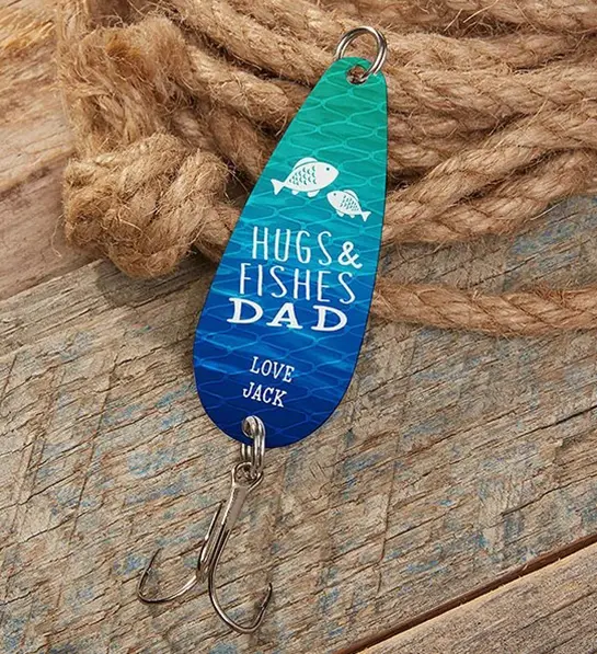 A photo of father's day gift guide with a personalized fish hook