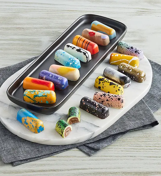 Father's Day gift ideas with a tray of artisan Belgian chocolates.