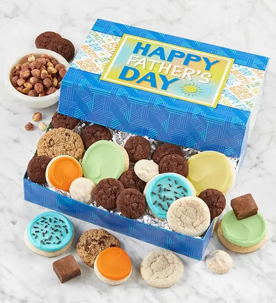 Father's Day gift ideas with a box of Cheryl's Cookies.