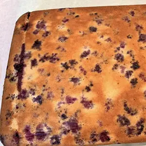 Photo of summer desserts with a closeup of a blueberry cake