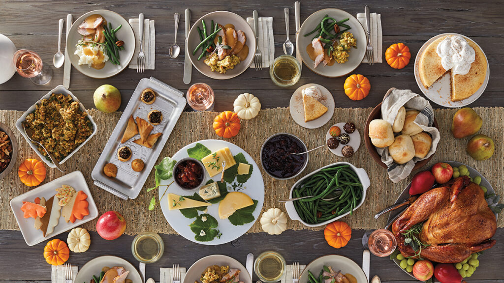 When is thanksgiving with a table full of a thanksgiving feast