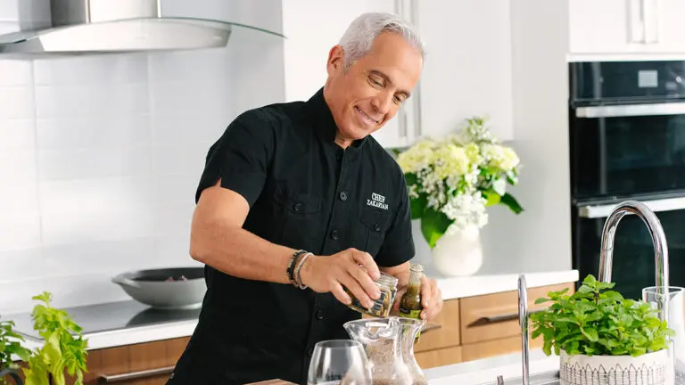 Chef geoffrey zakarian making a pitcher of bloody marys