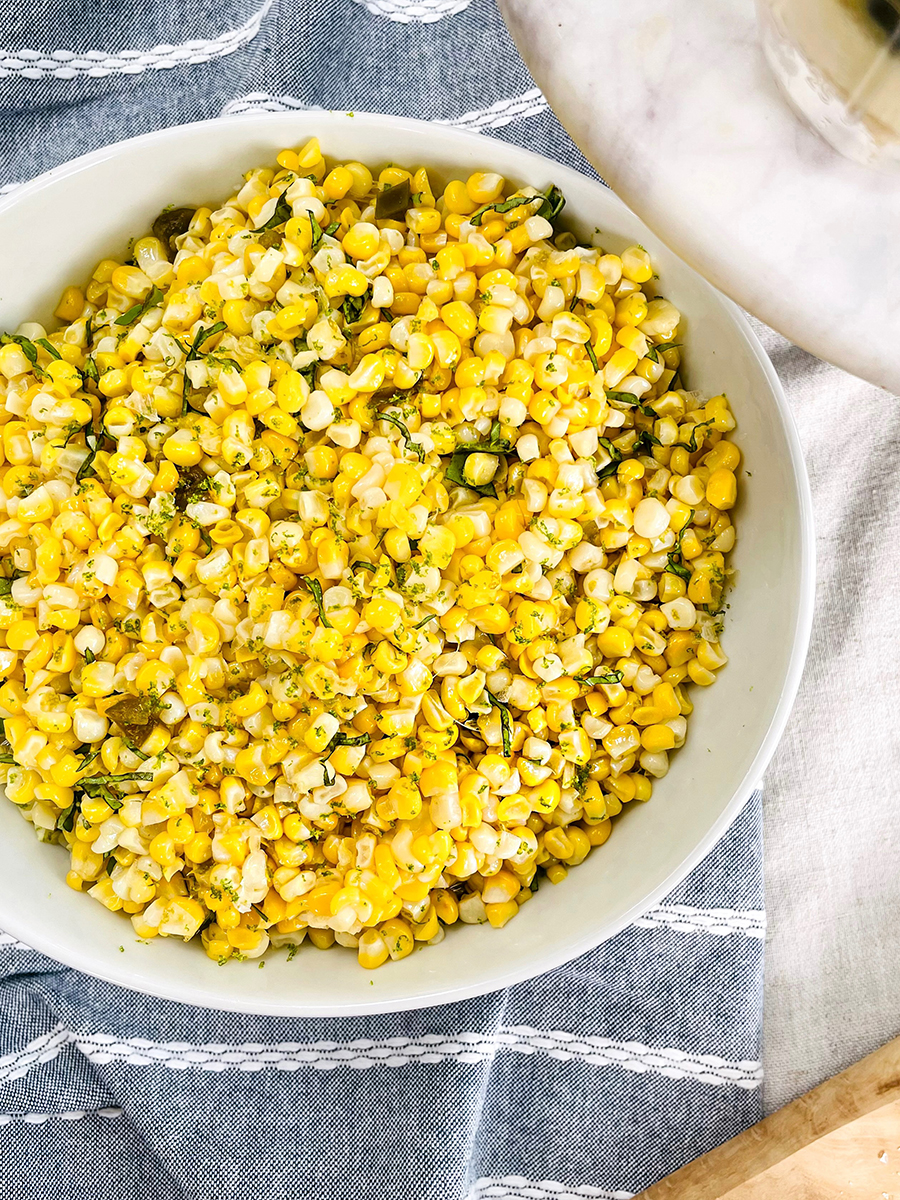 Easy dinner ideas with a corn salad in a bowl