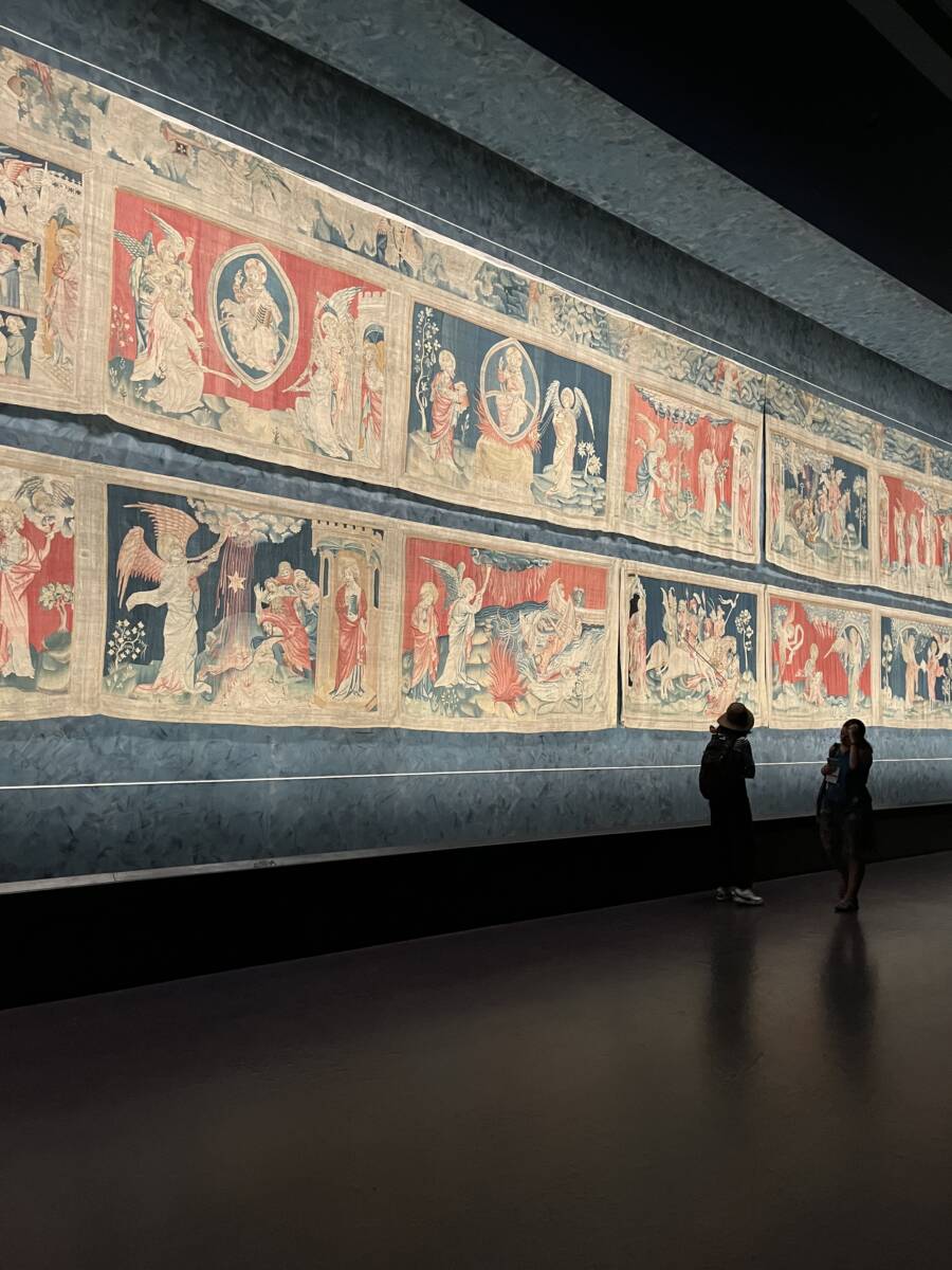 Originally 460-feet long, the 14th-century Apocalypse Tapestry housed in the Chateau d'Angers is one of the world's largest remaining medieval masterpieces.