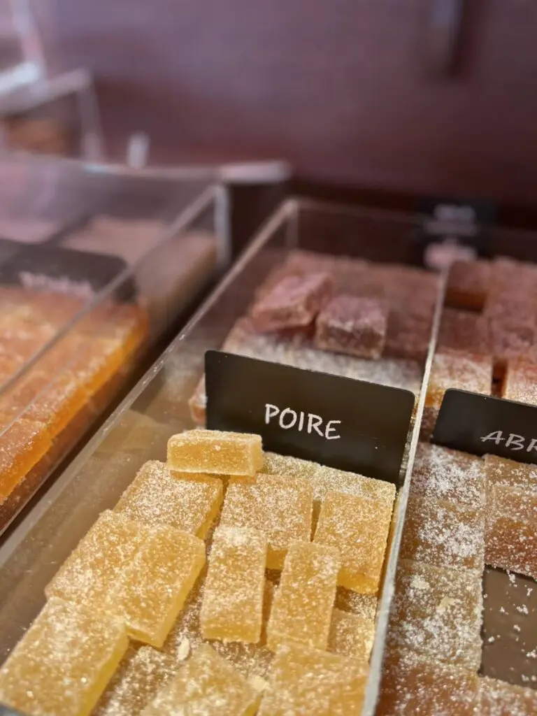 Pâte de fruits — especially in pear flavor — are one of the many specialties made at family-run confectionery, Benoit Chocolates. 