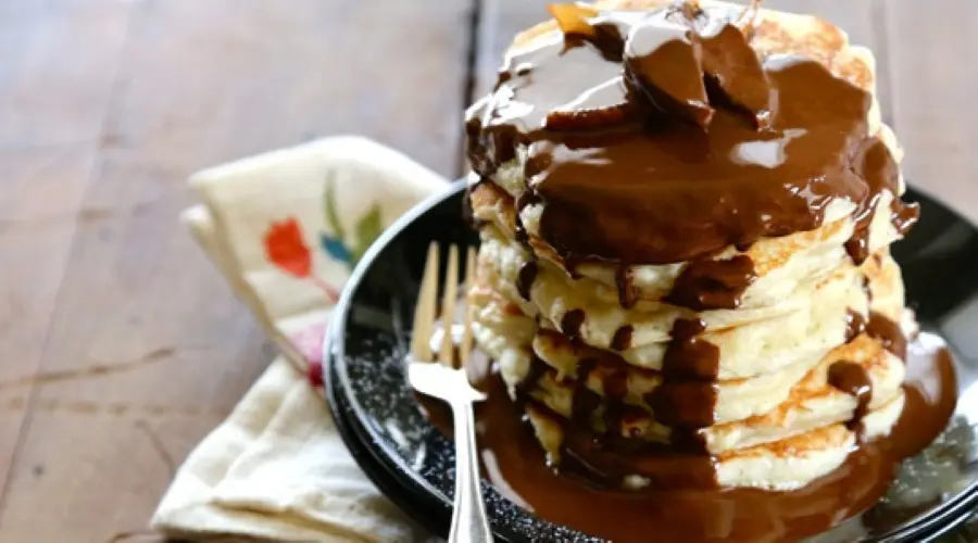 Pancake topping recipe with Harry & David chocolate and pears