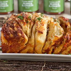 Fall recipes with a pepper and onion relish pull apart bread.