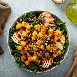 October recipes with a fall salad with roasted vegetables.