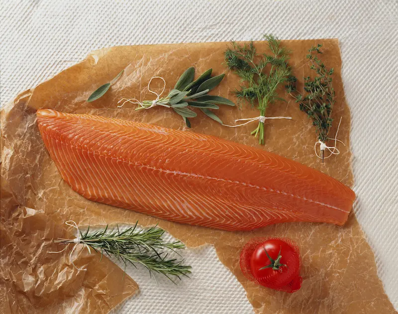 Rosh Hashanah salmon with tomatoes and herbs.